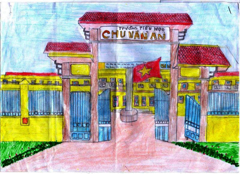 Vẽ mô hình trường tiểu học Chu Văn An 