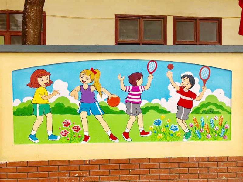 Vẽ tranh tường trường tiểu học đẹp